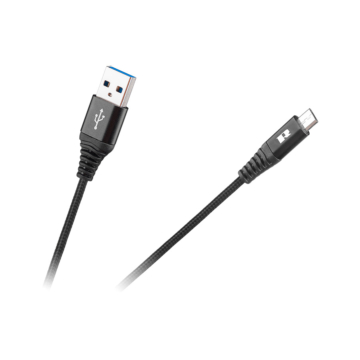 RB-6000-050-B Micro USB kábel, szövet borítással, fekete színű 0,5m REBEL