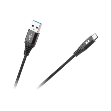 RB-6001-050-B USB Type C kábel, szövet borítással, fekete színű 0,5m REBEL