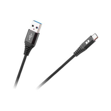 RB-6001-100-B USB Type C kábel, szövet borítással, fekete színű 1m REBEL