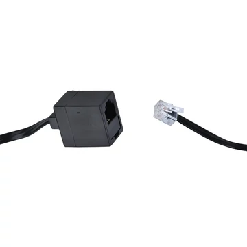 TEL0034A-15 Telefon hosszabbító kábel, dugó - aljzat, fekete színű 15m 6P4C