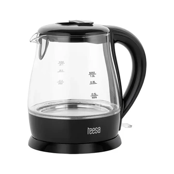 TSA1030B Elektromos vízforraló, üveg, fekete színű 1,0L 1630W