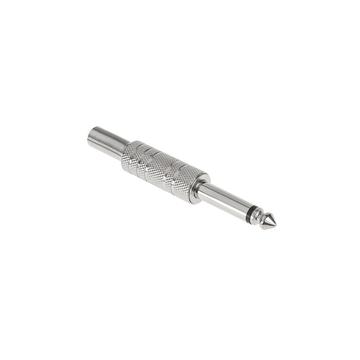WTY0019 Forrasztható 6,3mm mono jack dugó vezetékre, fém