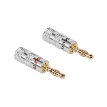 WTY0204 Szerelhető banán dugó, fém, piros-fekete, aranyozott, CABLETECH 1PÁR