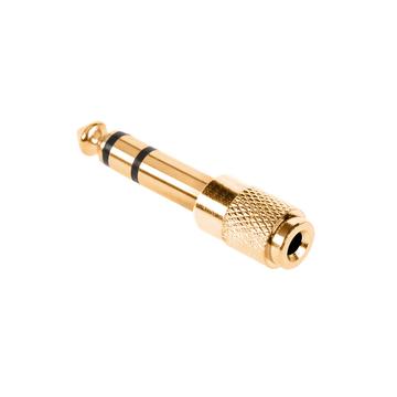 ZLA0325 Jack átalakító, 6,3mm sztereó jack dugó - 3,5mm aljzat, fém, aranyozott
