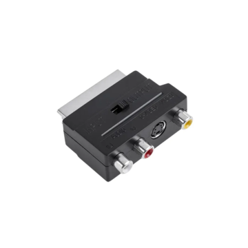 ZLA0352 Euro scart - RCA átalakító, scart dugó-3RCA és S-VIDEO aljzat, kapcsolós