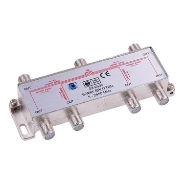 ZLA0638 Koax kábel elosztó, splitter, F csatlakozós, 6 kimenet, 5-2450MHz