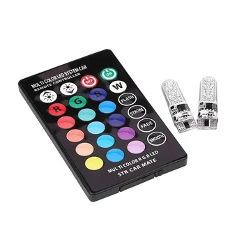 Autós T10 RGB LED izzó távirányítóval 2db/bliszter