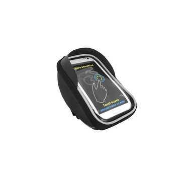 BIC0010A Kerékpárra rögzíthető táska, telefont tartóval, fekete színű, 6coll