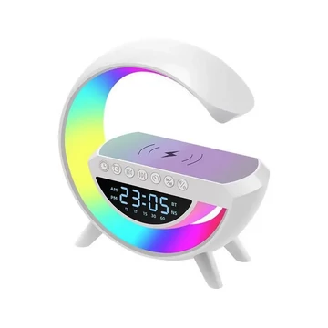 BT-3401 Bluetooth hangszóró vezeték nélküli töltéssel, ébresztőóra funkció, RGB LED, FM rádió