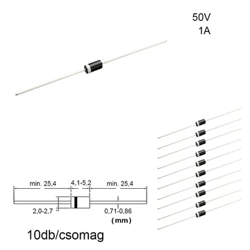 Egyenirányító dióda 50V 1A GPP10A 10db/csomag