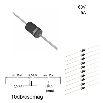 Egyenirányító dióda 60V 5A SB560 10db/csomag