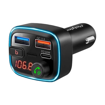 FM Transmitter és USB töltő Bluetooth kihangosítással, 30W, Peiying