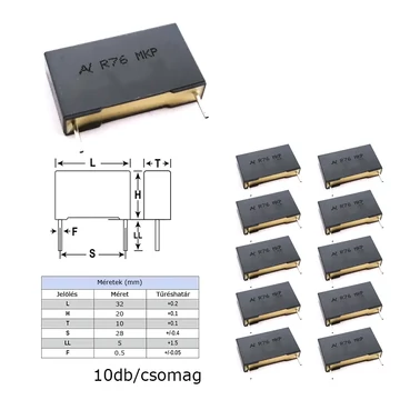 Fólia kondenzátor, MKP 310nF/630VDC, 32x20x10mm, 10db/csomag