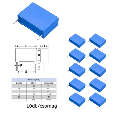 Fólia kondenzátor, MKP 470nF/275VAC X2, 25x19x10mm, 10db/csomag