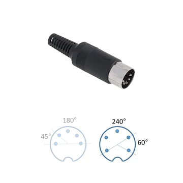 Forrasztható 5 pólusú DIN dugó 240fokos