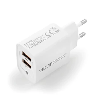 Hálózati Dual USB töltő, fehér színű, USB 5V 2400mA