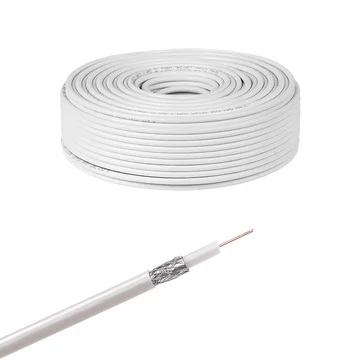 KAB0006 Koax kábel RG-6U 6,6mm, fehér színű, réz, 100m/tekercs