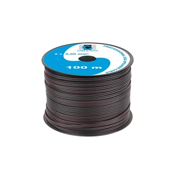 KAB0355 Hangszórókábel, fekete, réz-alumínium CCA, 2x0,5mm2, 100m/tekercs