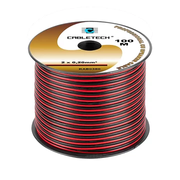 KAB0380 Réz hangszórókábel, piros-fekete 2x0,2mm2, 100m/tekercs