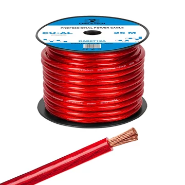 KAB0712A Autóhifi tápkábel, réz-alumínium, piros, 4GA 10mm, 25m/tekercs