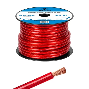 KAB0713A Autóhifi tápkábel, réz-alumínium, piros, 6GA 8mm, 25m/tekercs