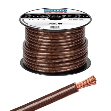 KAB0713B Autóhifi tápkábel, réz-alumínium, fekete, 6GA 8mm, 25m/tekercs