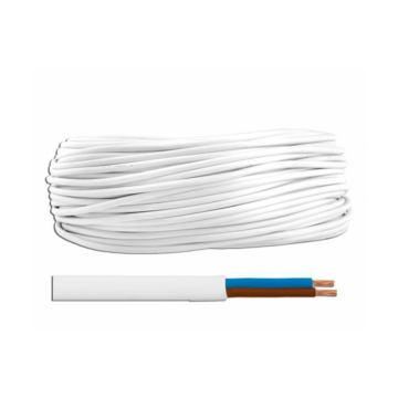 KAB0832F 2 eres sodrott réz kábel, fehér színű, lapos 2x1mm2
