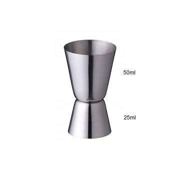 KHA0045 Kétoldalas rozsdamentes acél mérőpohár, 25ml és 50ml