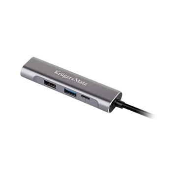 KM0400 Krüger&amp;Matz Type-C 4in1 adapter, HDMI/USB3.0/USB2.0/Type-C aljzat
