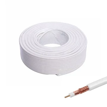 Koax kábel RG6, fehér színű, CCA, 100m/tekercs