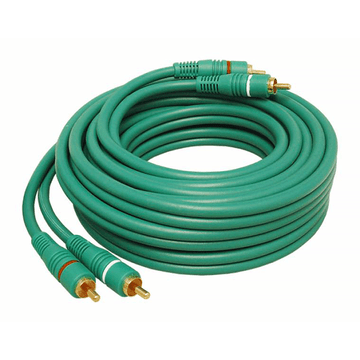 KPO2613A-1,5 RCA kábel, 2RCA dugó - 2RCA dugó,zöld,aranyozott dugóval, 5mm, 1,5m