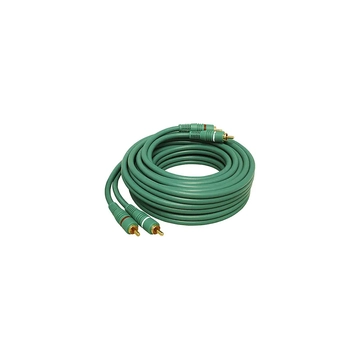 KPO2613A-3 RCA kábel, 2RCA dugó - 2RCA dugó, zöld, aranyozott dugóval, 5mm, 3m