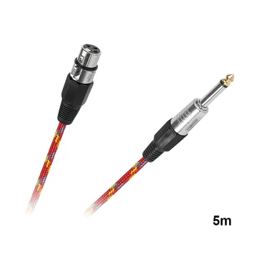 KPO2757-5 Mikrofon kábel, 6,3mm Mono Jack dugó - XLR aljzat,szövet borítással 5m