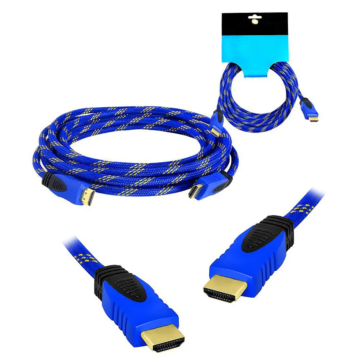 KPO3703B-10 HDMI - HDMI kábel, kék színű szövet borítással, v1.4, 10m