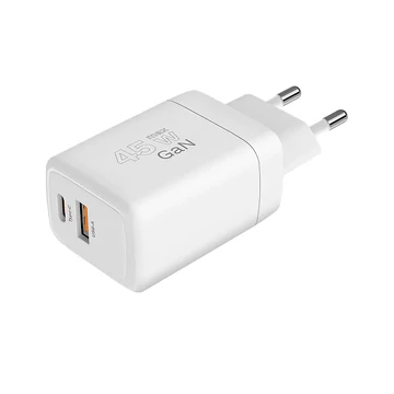 Krüger&amp;Matz hálózati gyorstöltő, fehér színű, Power Delivery és Quick Charge funkcióval 45W GaN