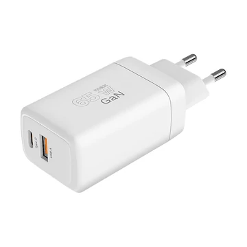 Krüger&amp;Matz hálózati gyorstöltő, fehér színű, Power Delivery és Quick Charge funkcióval, 65W GaN