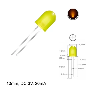LED dióda 10mm 3V sárga