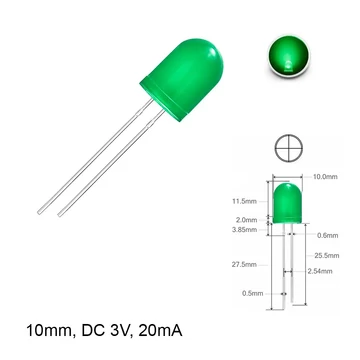 LED dióda 10mm 3V zöld