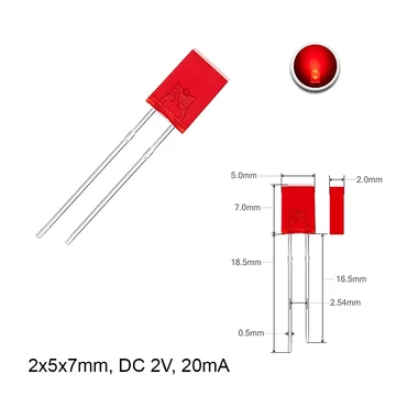 LED dióda 2x5mm 2V piros