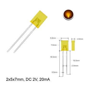 LED dióda 2x5mm 2V sárga