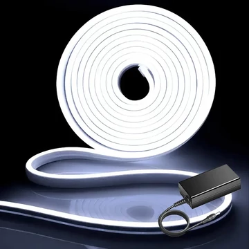 LED0147A Flexibilis neon LED szalag dekorvilágítás tápegységgel, fehér színű, 5m