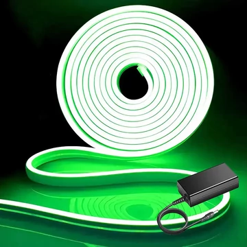 LED0147D Flexibilis neon LED szalag dekorvilágítás tápegységgel, zöld színű, 5m