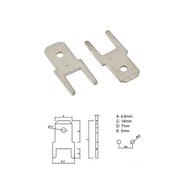 Nyákba forrasztható csúszó saru dugó, egyenes, 4,8mm, 100db/cs