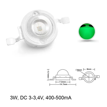 Power LED dióda 3W zöld