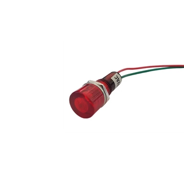 PRK1061 Beépíthető LED visszajelző vezetékkel, 12mm 230V AC, piros színű