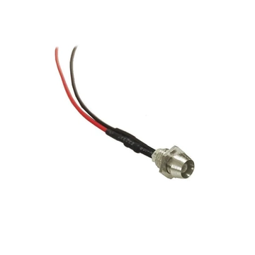 PRK1065 Beépíthető LED visszajelző vezetékkel, fém, 7mm 12V DC, matt piros színű