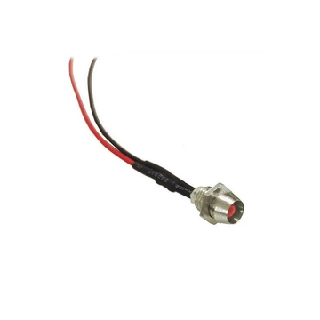 PRK1066 Beépíthető LED visszajelző vezetékkel, fém, 7mm 12V DC, piros színű