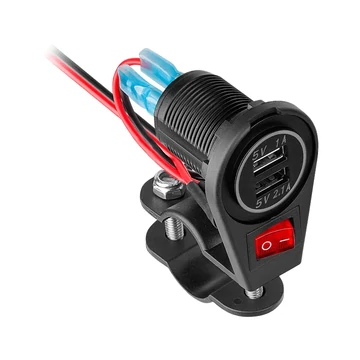PY-CHR0008 Motor kormányra rögzíthető DUAL USB töltő, 5V 3100mA, Peiying