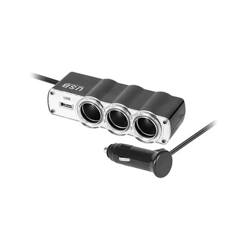 PY-CHR0010 Peiying szivargyújtó elosztó, 3 aljzat és USB 1000mA
