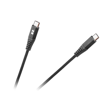 RB-6003-100-B USB kábel, Type-C dugó - Type-C dugó, szövet borítással, 1m REBEL